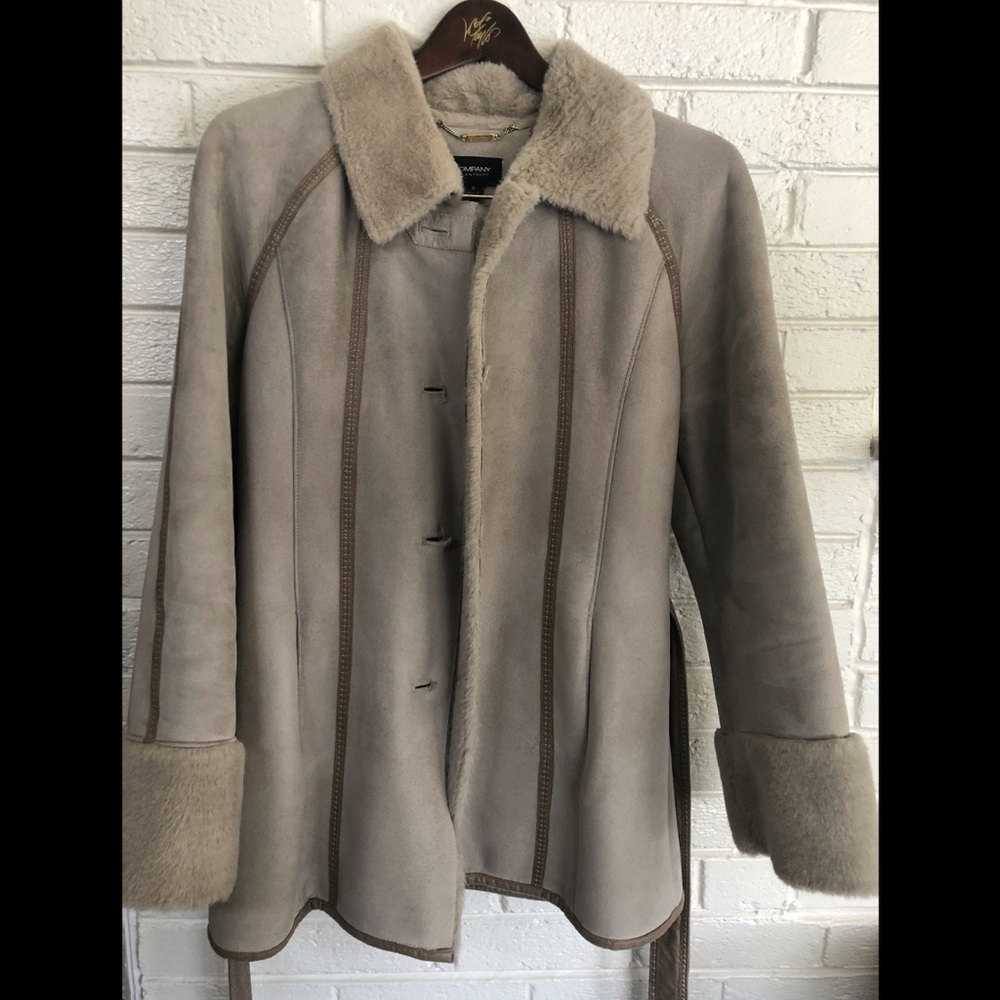 Ellen Tracy Belted Faux Fur Lined Trench Coat